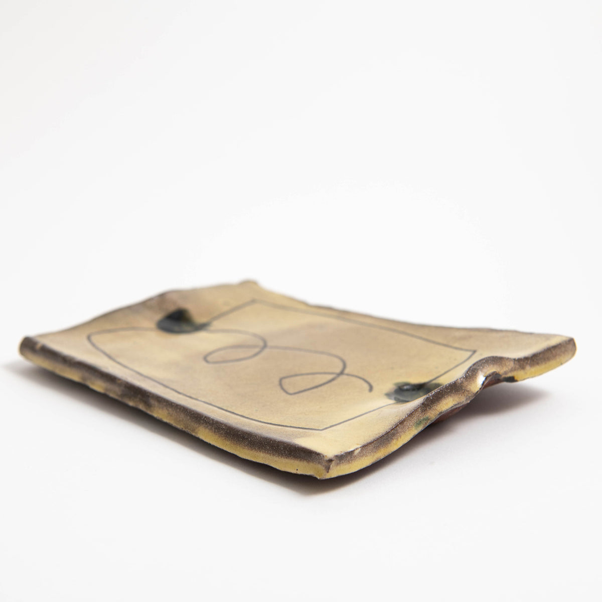 Petit plateau rectangulaire plat - Jaune - Sgraffite
