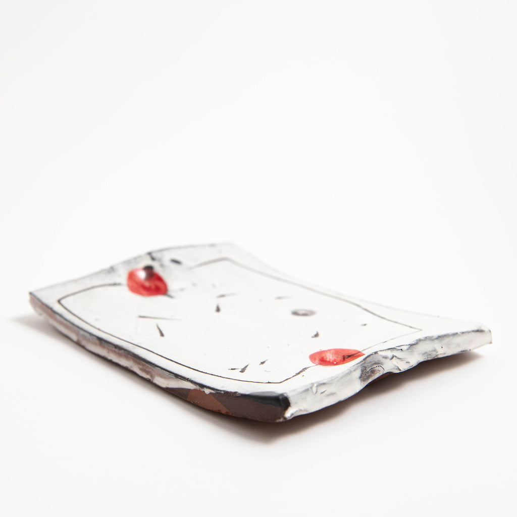 Petit plat rectangulaire – Blanc · Sgraffito