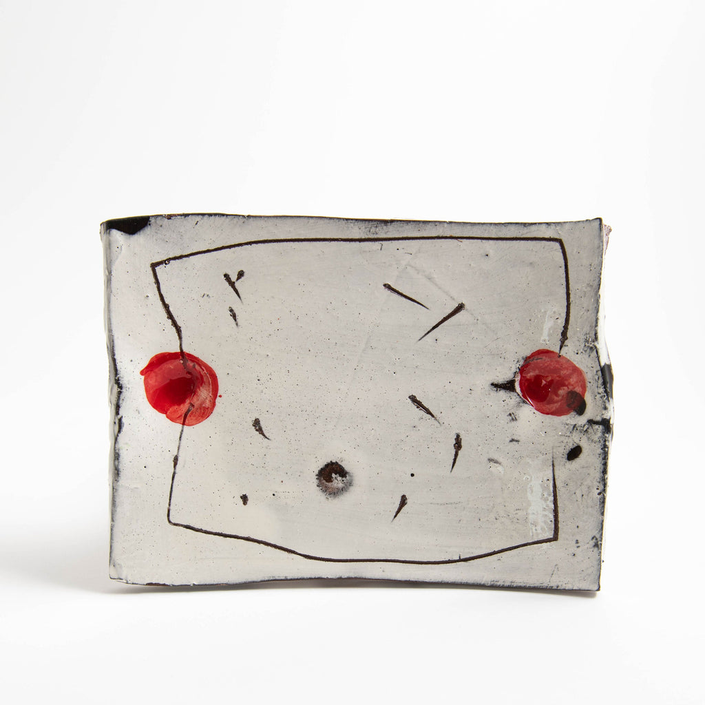 Petit plat rectangulaire – Blanc · Sgraffito