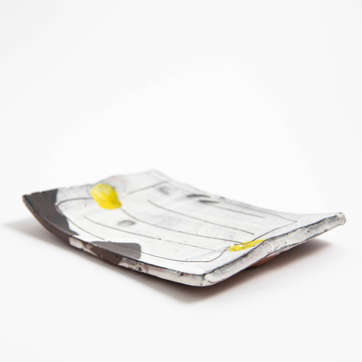 Petit plateau rectangulaire plat · Blanc · Sgraffito