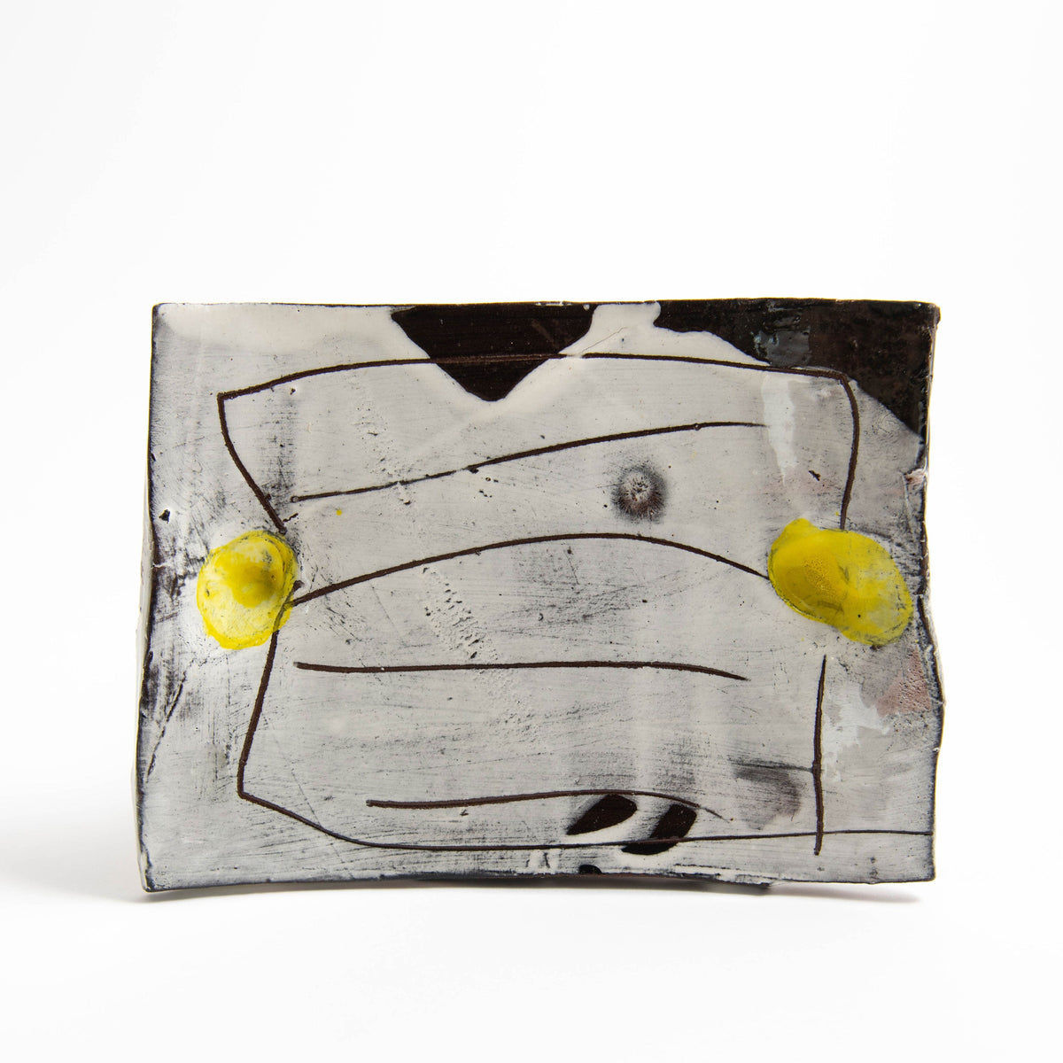 Petit plateau rectangulaire plat · Blanc · Sgraffito