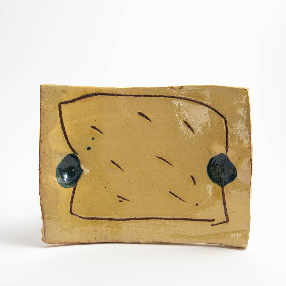 Petit plateau rectangulaire plat – Jaune · Sgraffito