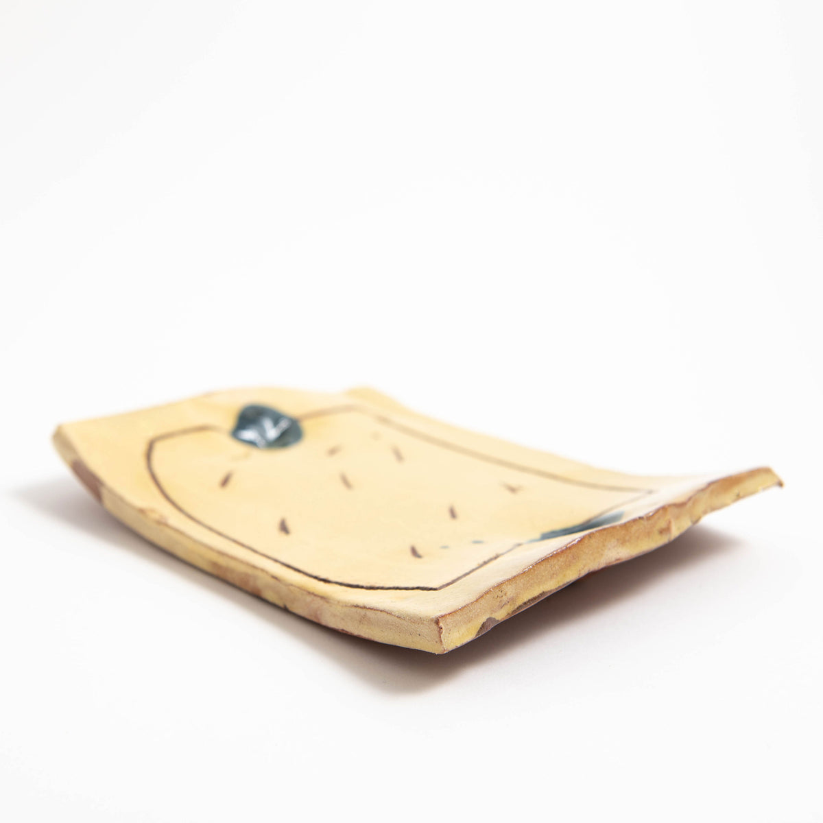 Petit plateau rectangulaire plat – Jaune · Sgraffito
