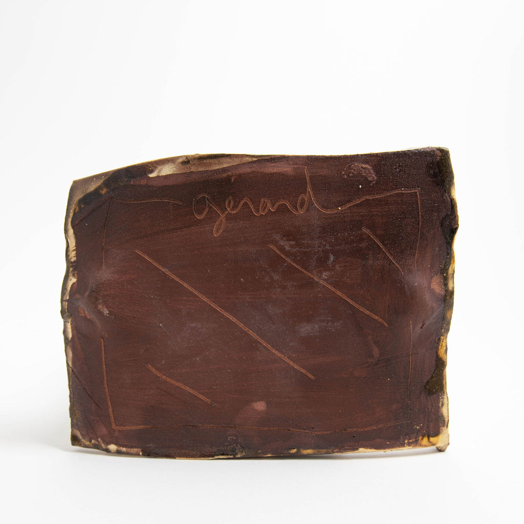 Petit plat rectangulaire jaune · Sgraffito