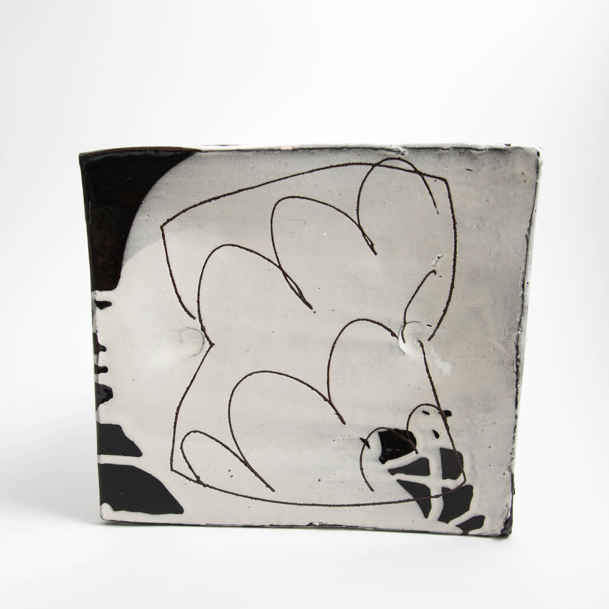 Grand plat rectangulaire – Blanc · Sgraffite