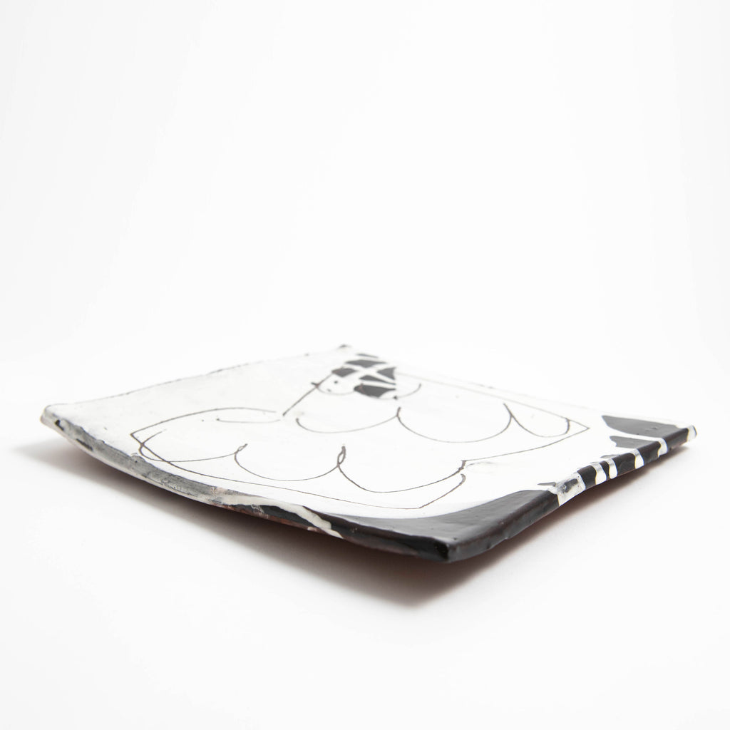 Grand plat rectangulaire – Blanc · Sgraffite