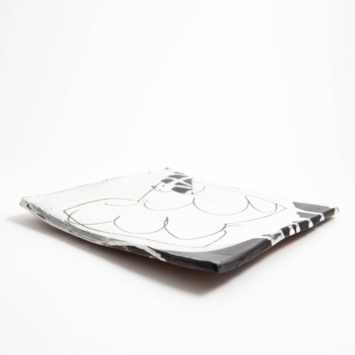Grand plat rectangulaire – Blanc · Sgraffite