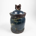 Pot moyen avec couvercle – Bleu · Sgraffito