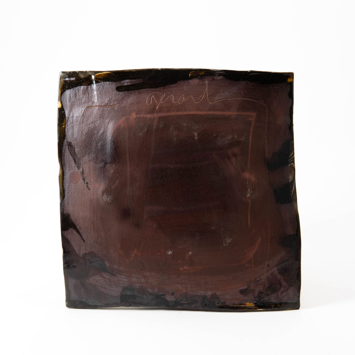 Plat carré plat – Jaune · Sgraffito