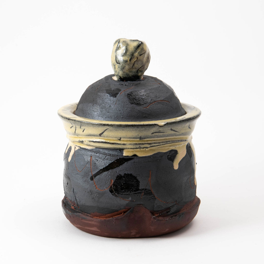 Petit pot avec couvercle – Noir · Émaillé