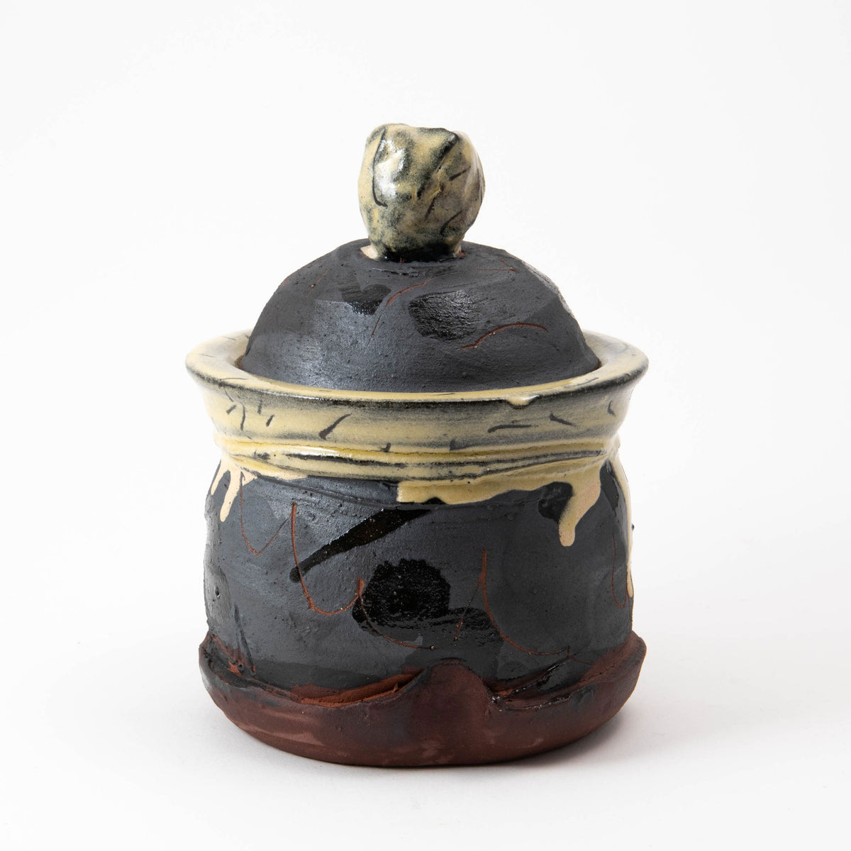 Petit pot avec couvercle – Noir · Émaillé