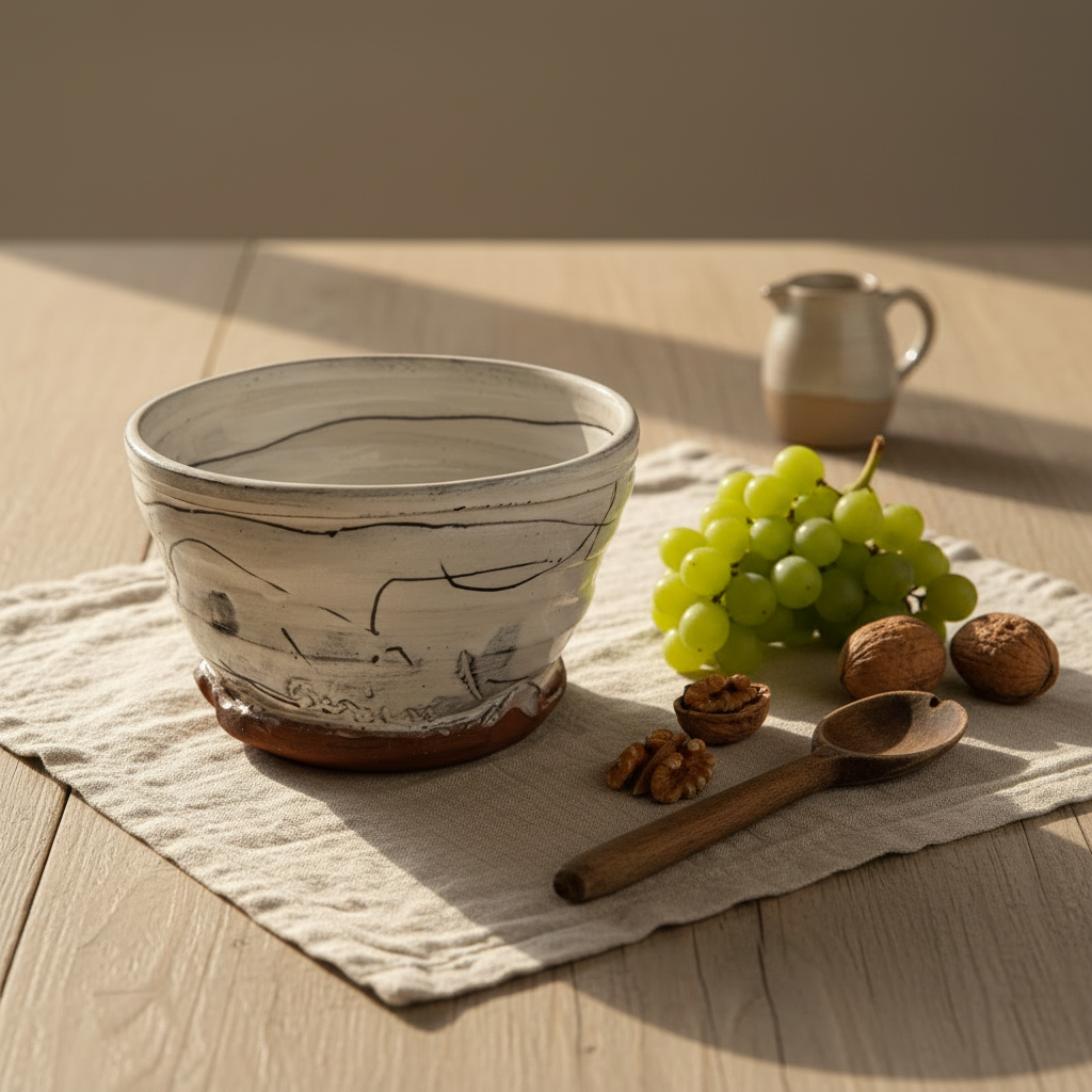 Medium Bowl – White Sgraffito 场景图 v2